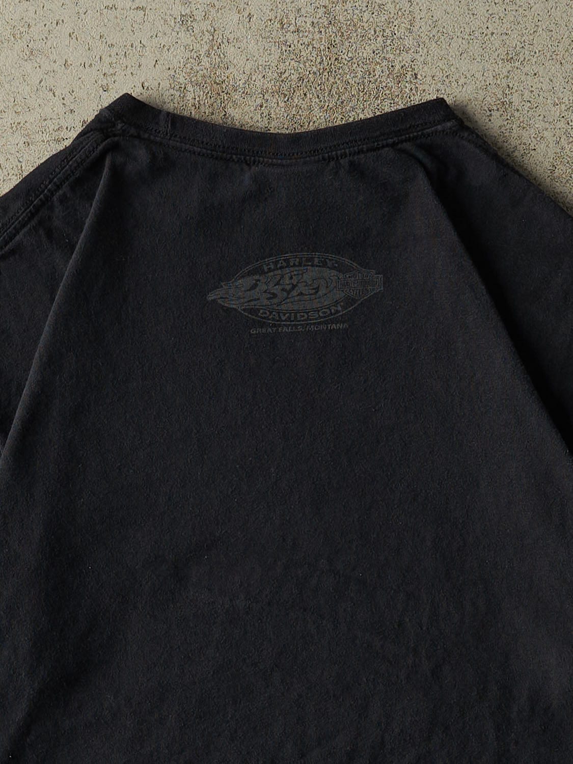Vintage 12' Faded Black Harley Davidson Great Falls Montana Tee (S/M)