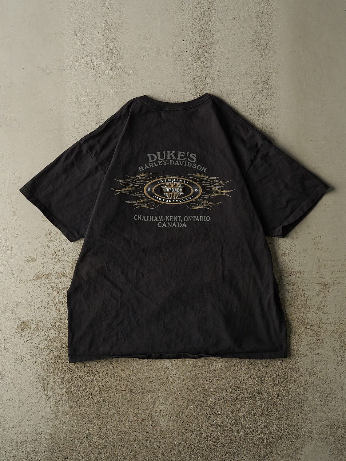 Vintage 11' Faded Black Harley Davidson Chatham-Kent Ontario Tee (XL)