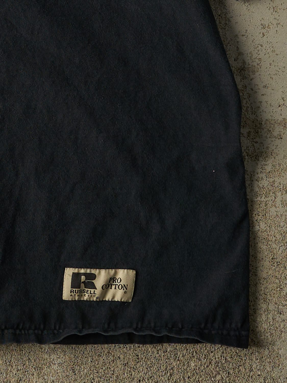 Vintage 90s Faded Black Russell Athletic Pocket Tee (L/XL)