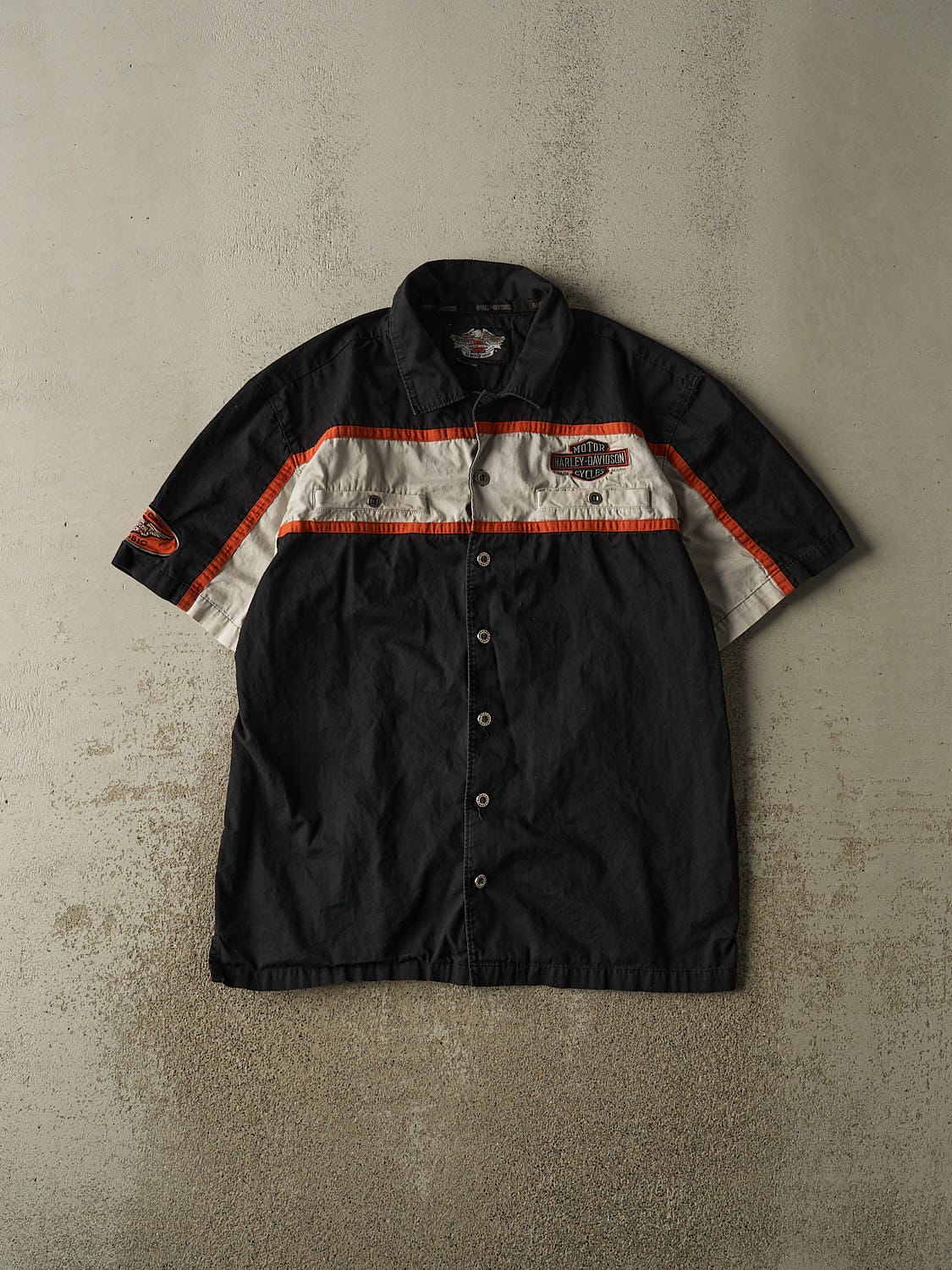 Vintage Y2K Black Harley Davidson Button Up Tee (XL)