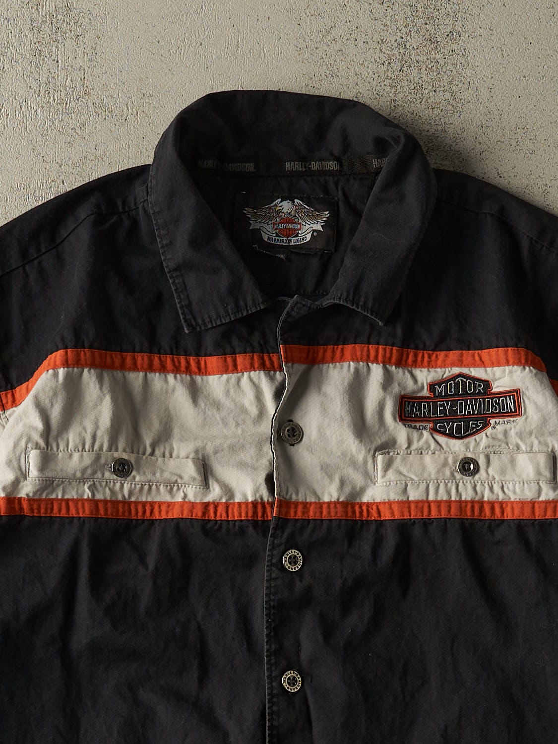 Vintage Y2K Black Harley Davidson Button Up Tee (XL)