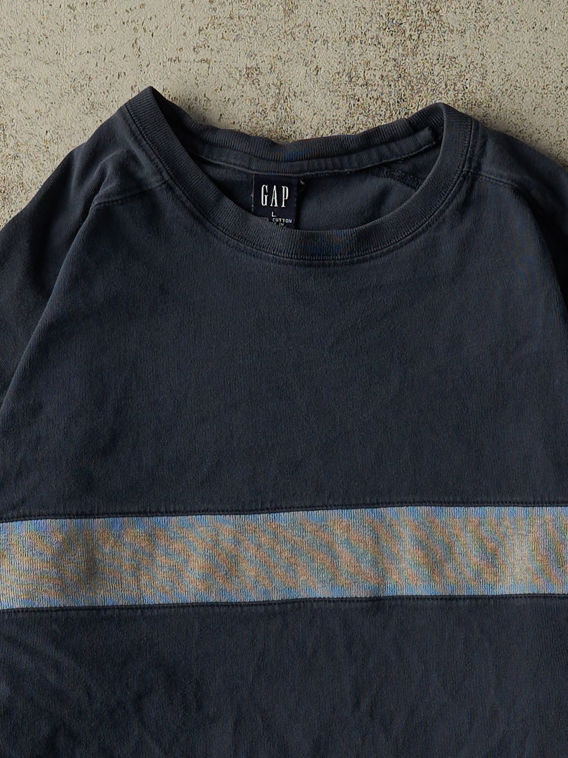 Vintage 90s Navy Blue Gap Striped Long Sleeve (M)