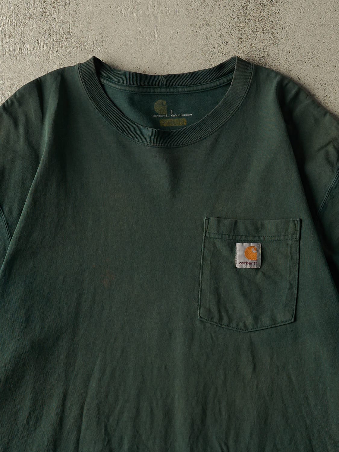 Vintage Y2K Sun Faded Green Carhartt Pocket Tee (XL)
