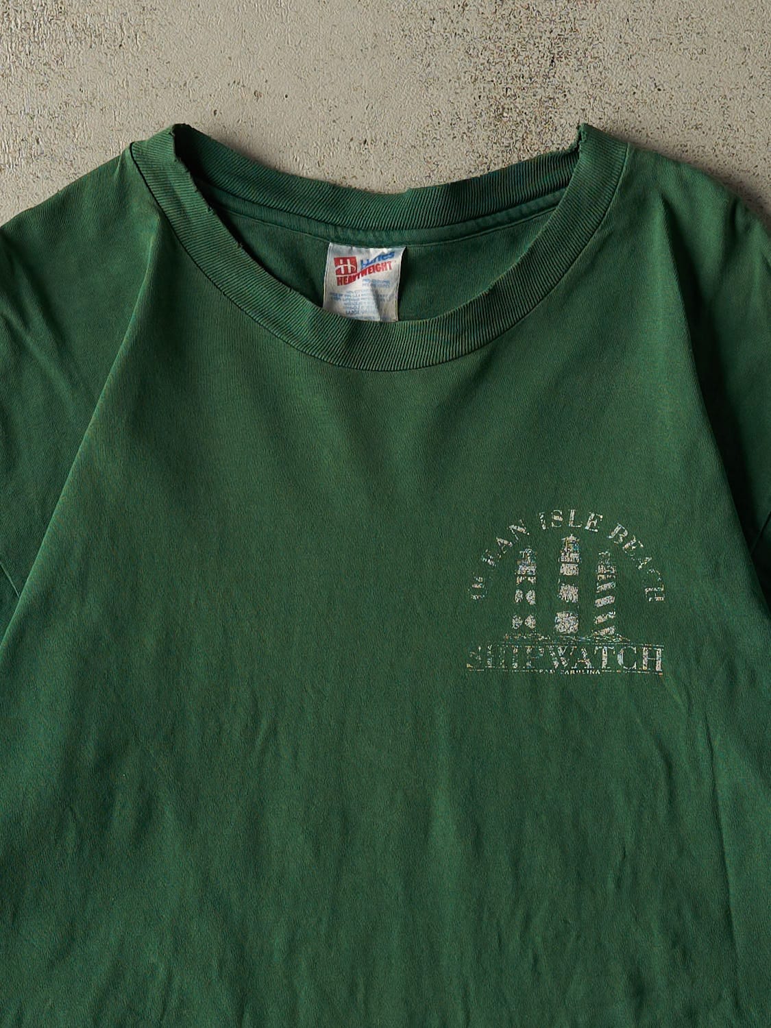 Vintage 90s Sun Faded Green Ocean Isle Beach Tee (M)