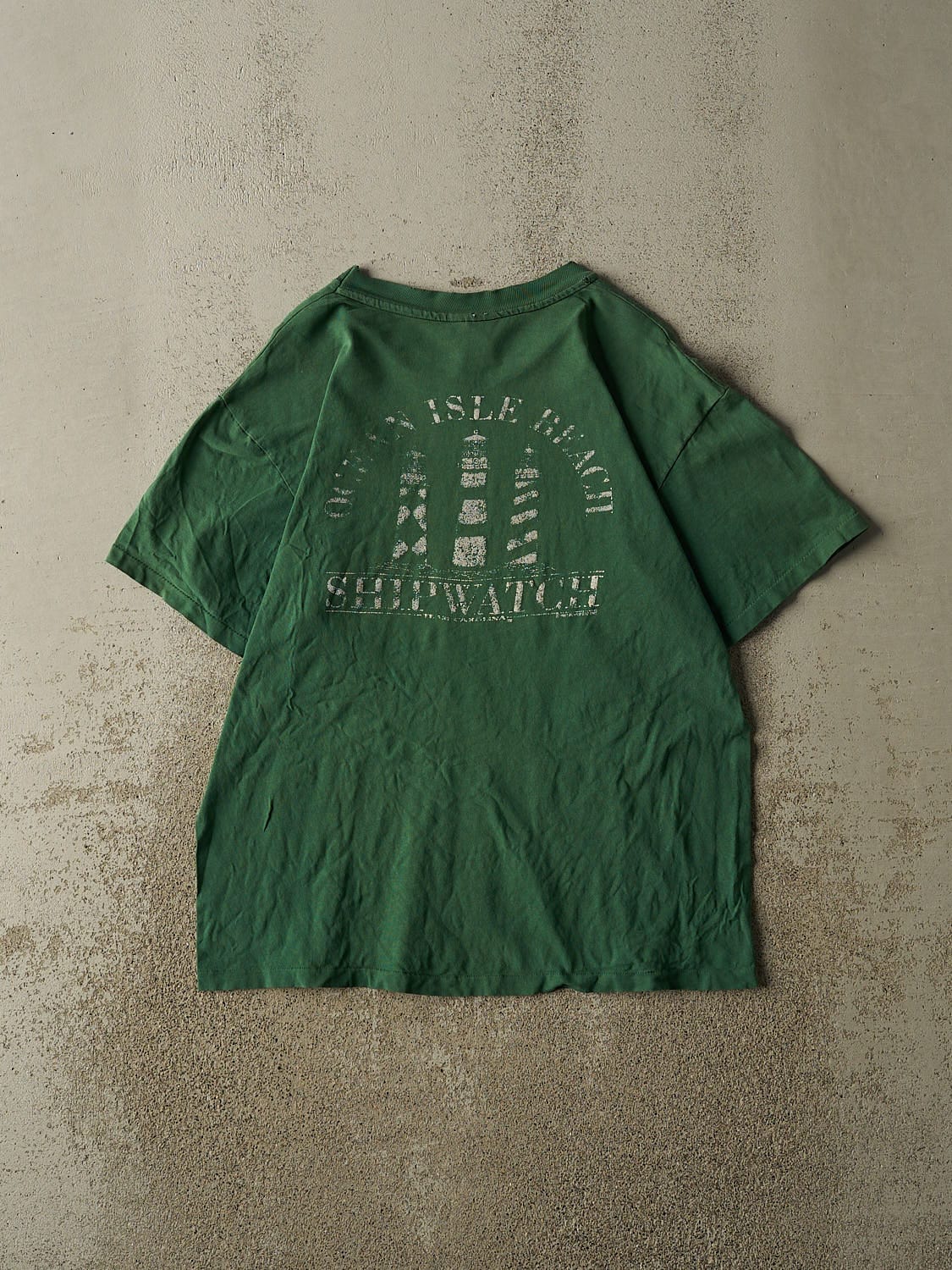 Vintage 90s Sun Faded Green Ocean Isle Beach Tee (M)
