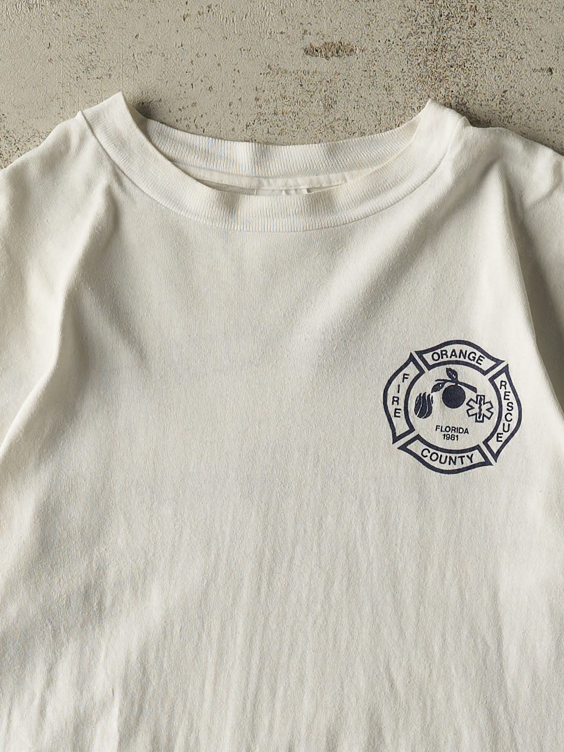Vintage 81' White Orange County Fire Rescue Tee (M/L)