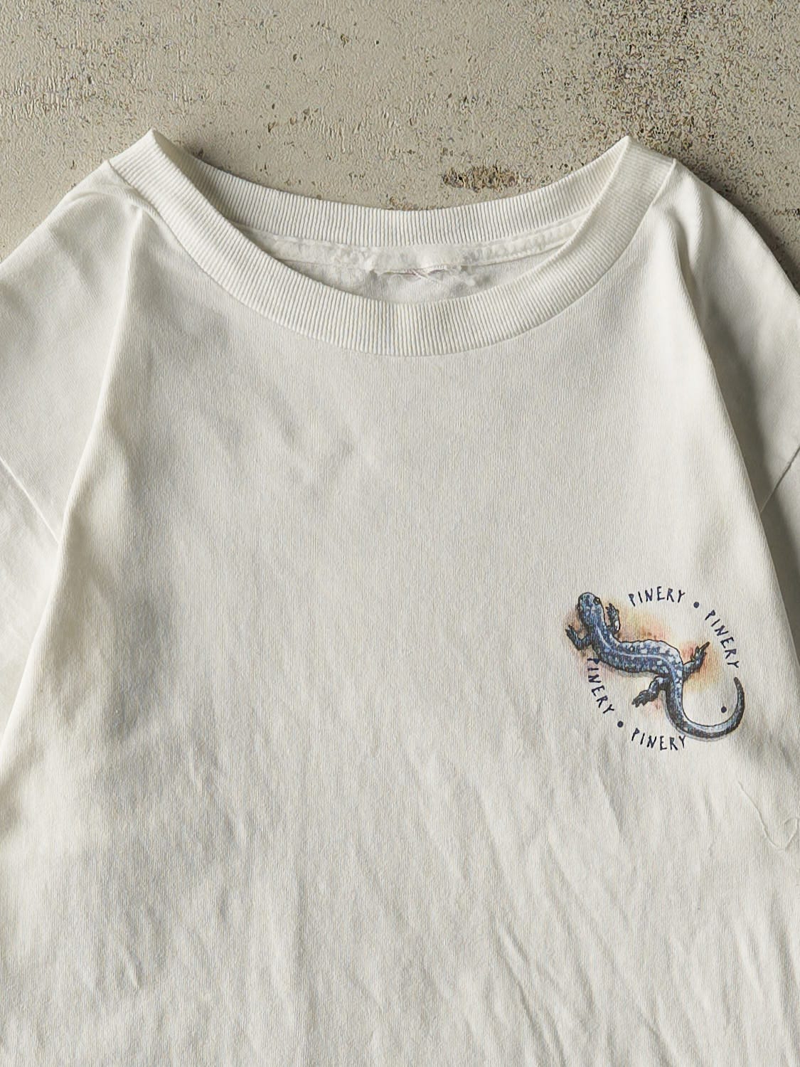 Vintage 90s White Blue Spotted Salamander Tee (S/M)
