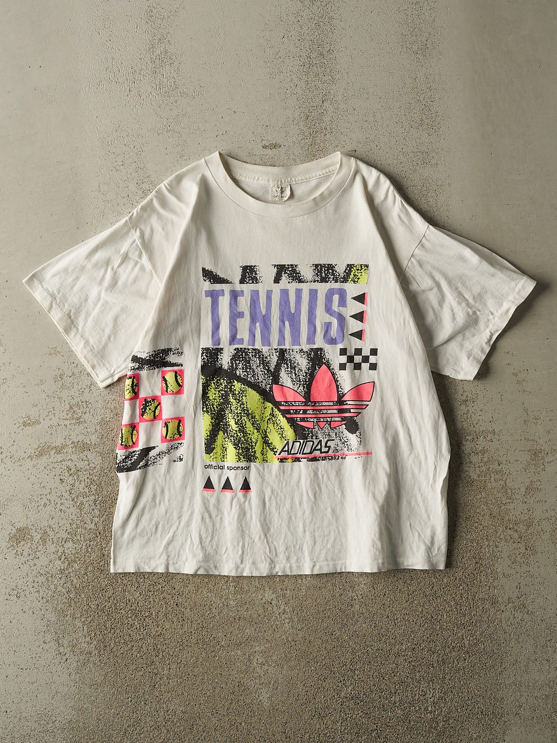 Vintage 80s White Adidas Tennis Tee (L)