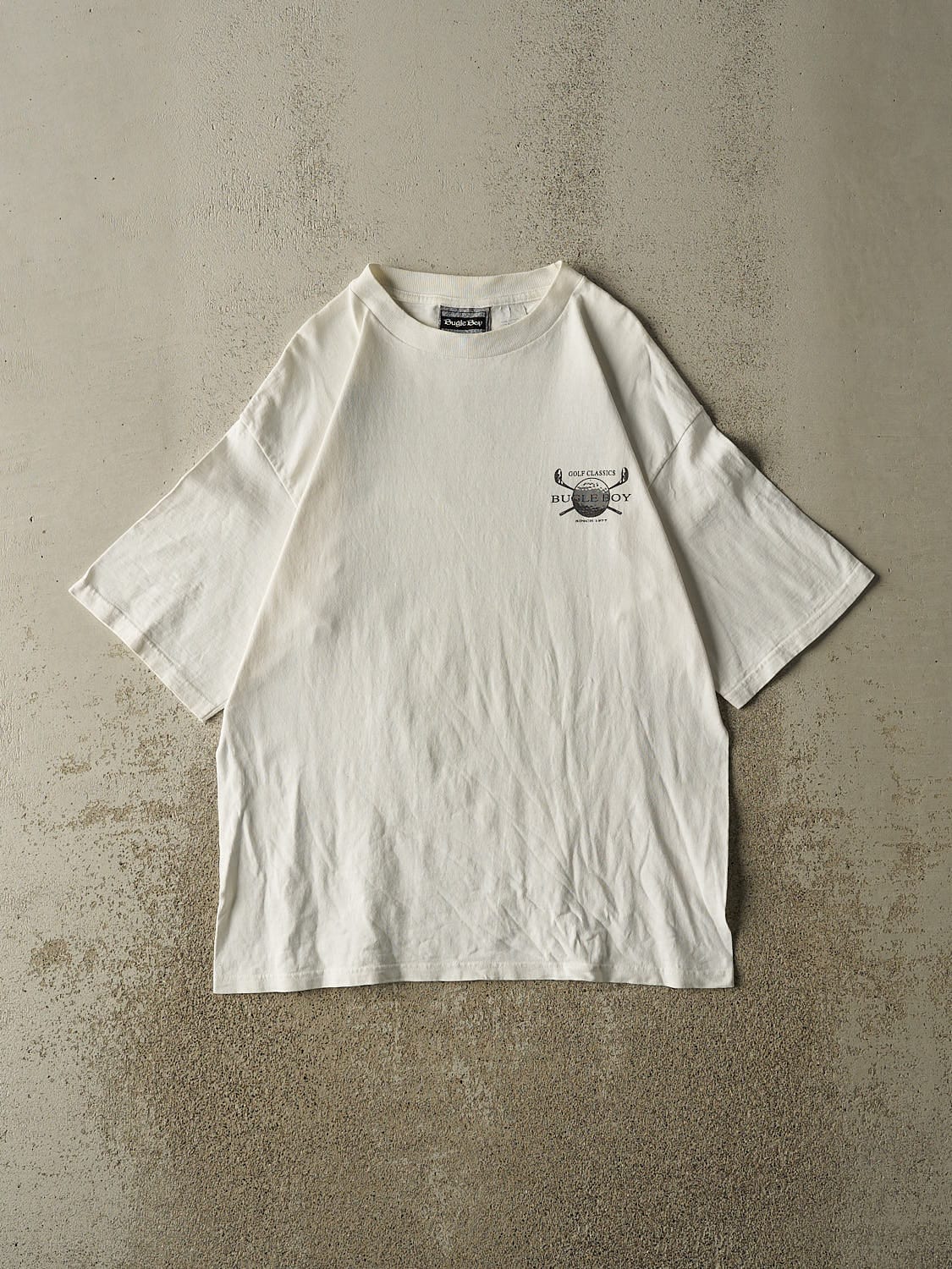 Vintage 90s White Bugle Boy Golf Tee (M/L)