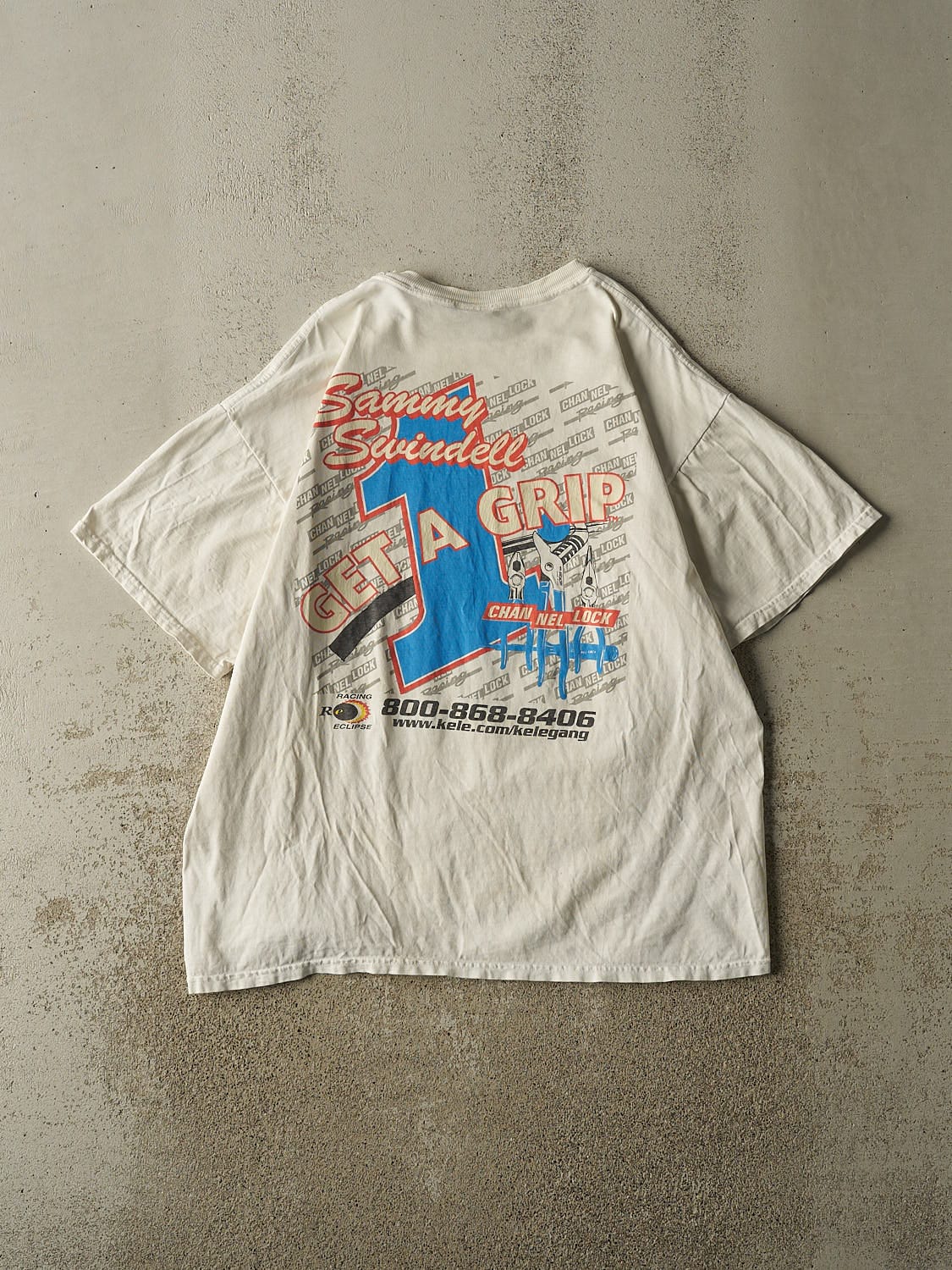 Vintage 90s Beige Sammy Swindell Racing Tee (L/XL)