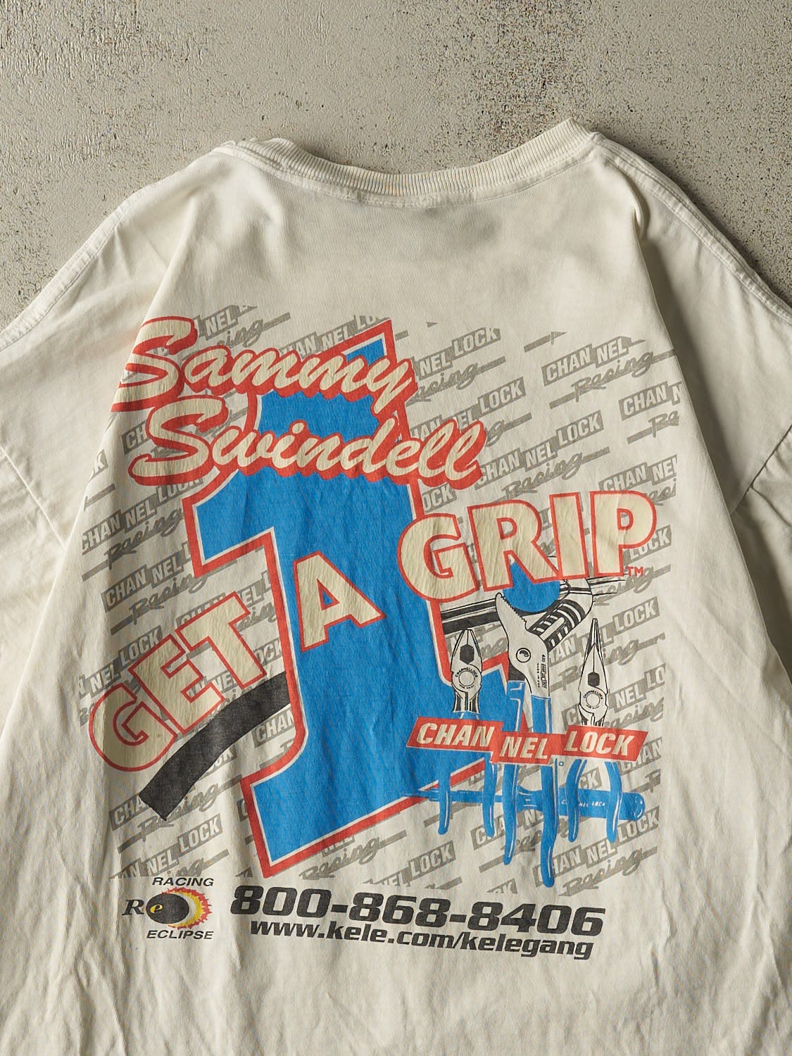 Vintage 90s Beige Sammy Swindell Racing Tee (L/XL)