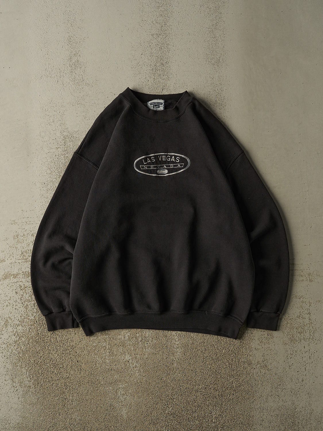 Vintage 90s Sun Faded Black Las Vegas Embroidered Crewneck (XL/XXL)