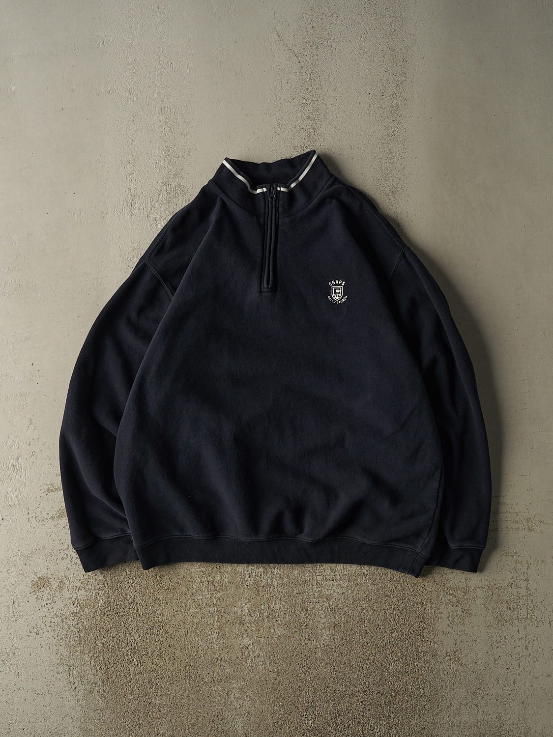 Vintage 90s Navy Blue Chaps Ralph Lauren Quarter Zip Sweater (XXL/XXXL)
