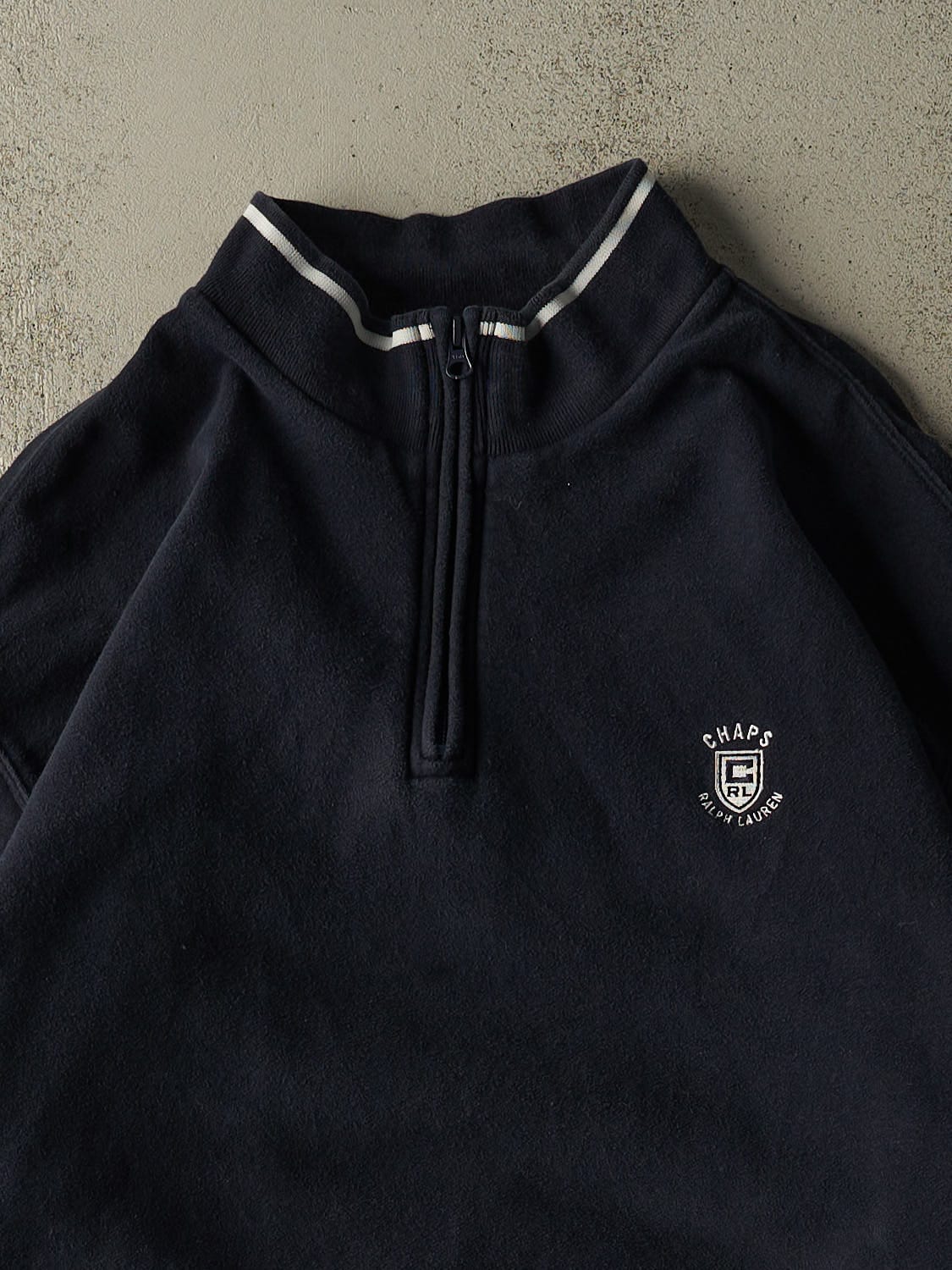 Vintage 90s Navy Blue Chaps Ralph Lauren Quarter Zip Sweater (XXL/XXXL)