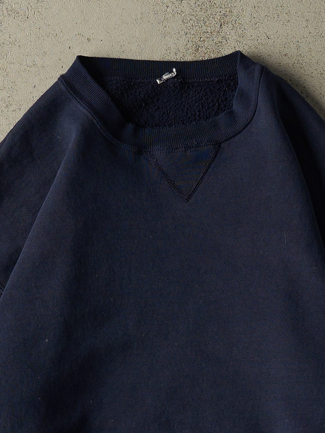 Vintage 90s Navy Blue Russell Athletic Blank Crewneck (M)