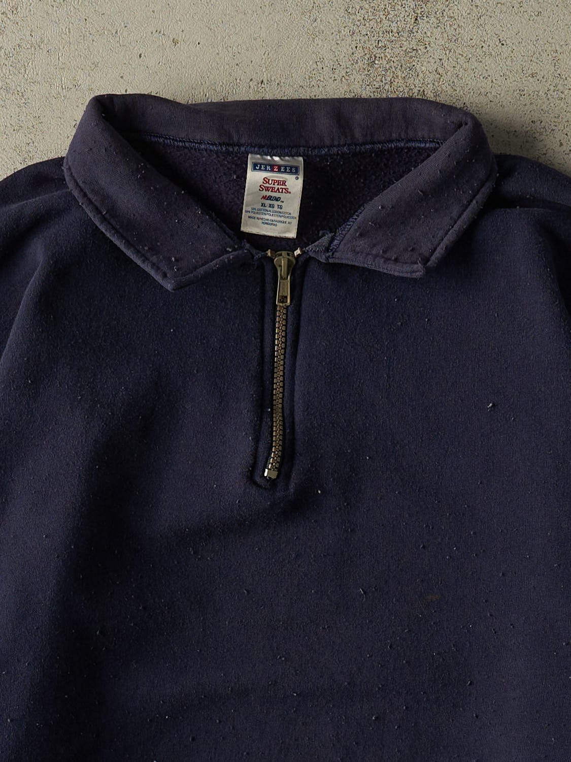 Vintage 90s Navy Blue Quarter Zip Blank Sweater (L/XL)