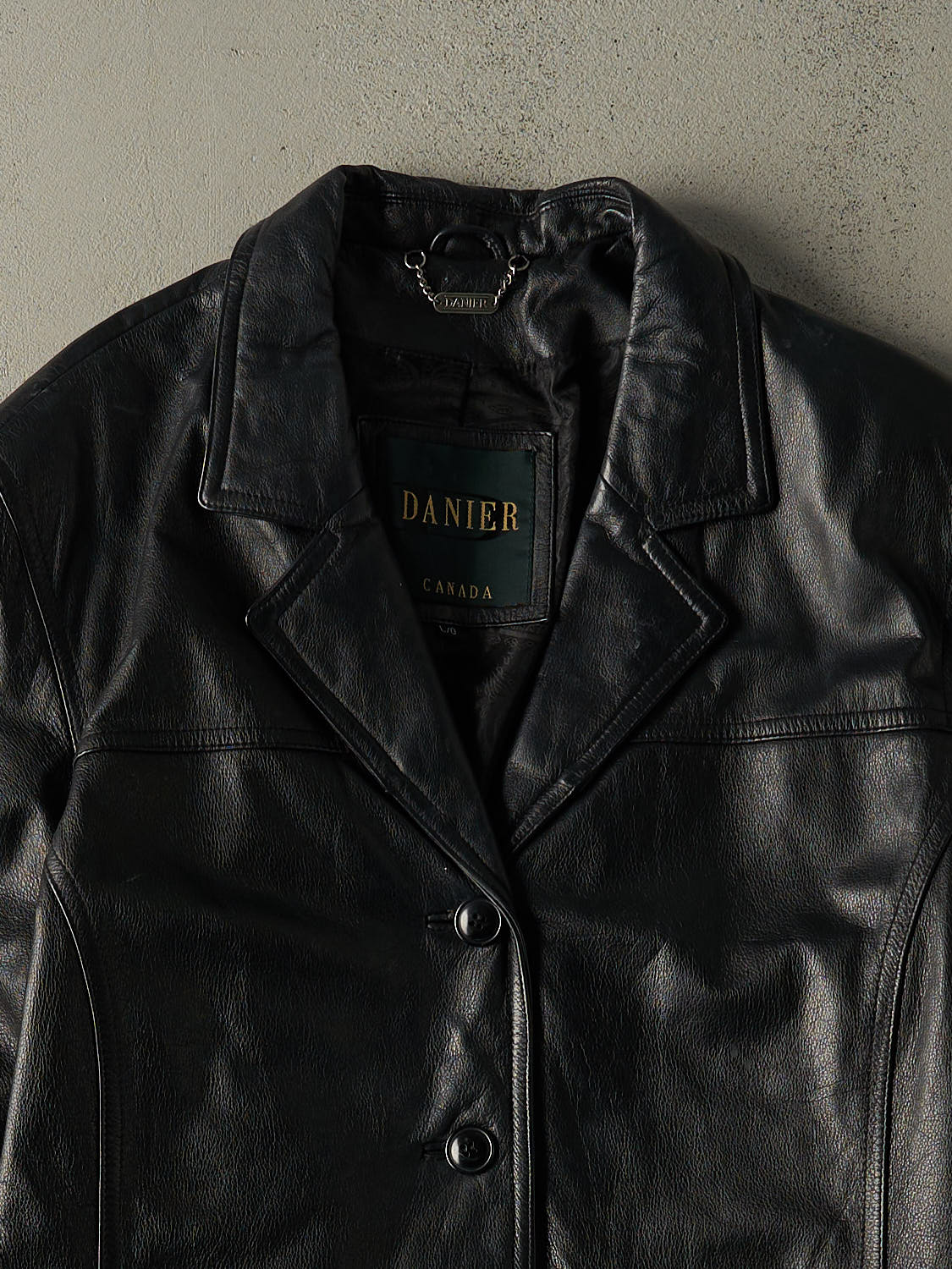 Vintage 90s Black Danier Leather Trench Coat (M/L)