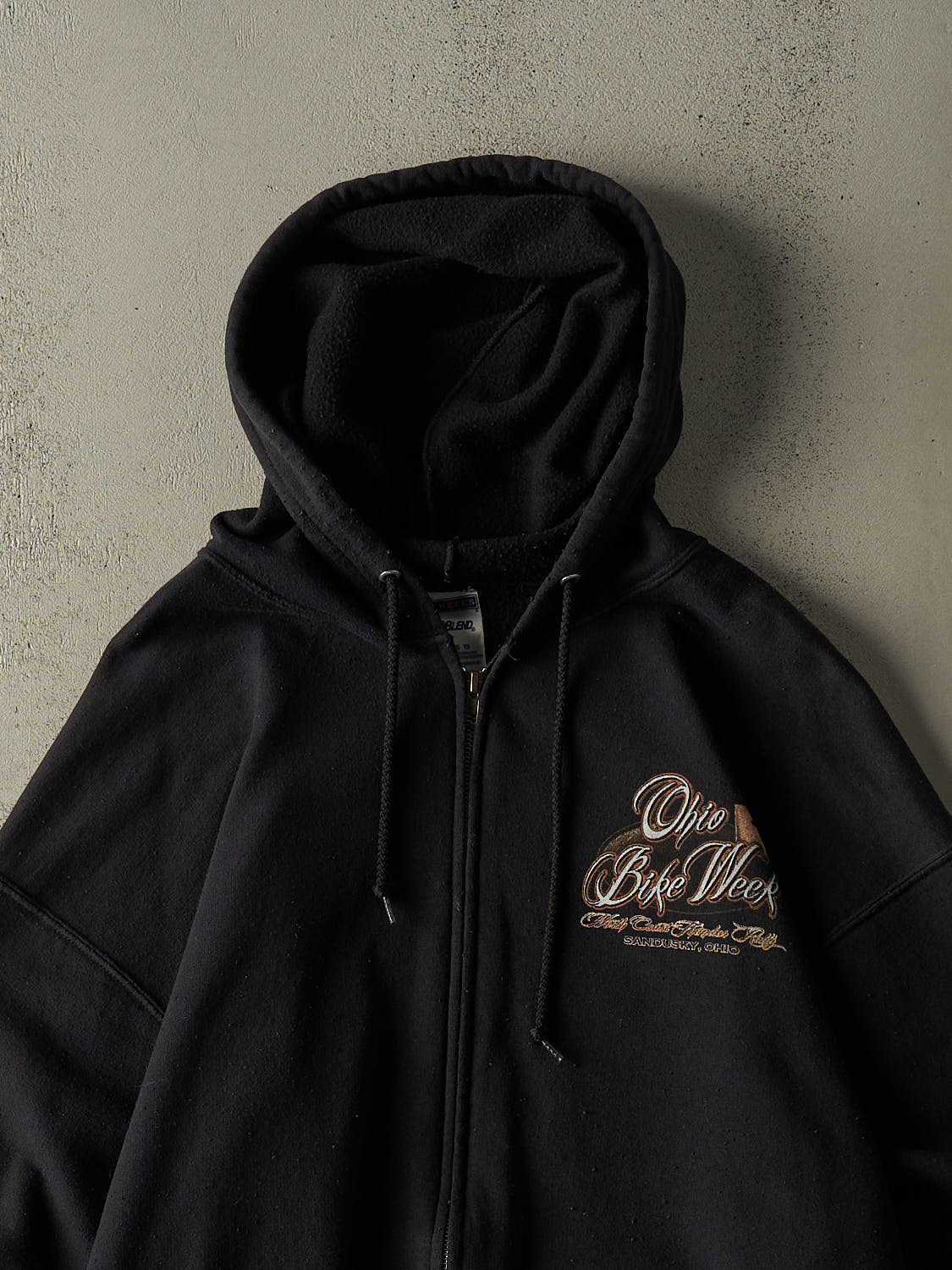 Vintage 12' Black Ohio Bike Week Zip Up Hoodie (XL)