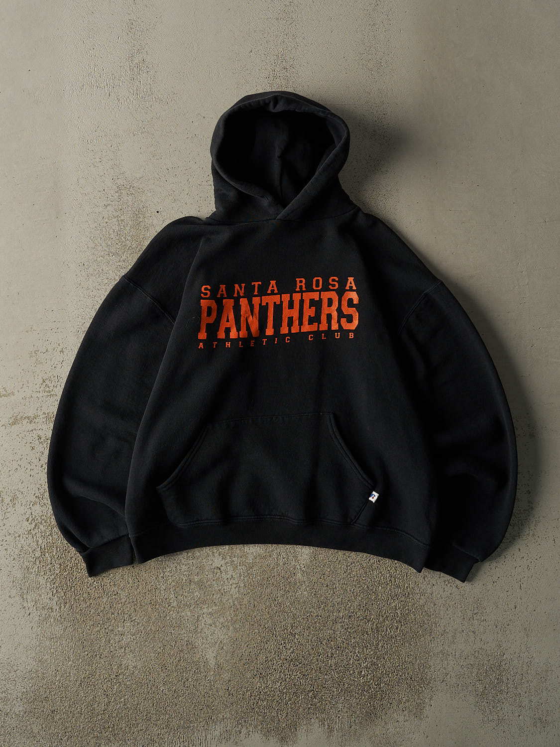 Vintage Y2K Black Santa Rosa Panthers Russell Athletic Boxy Hoodie (M)
