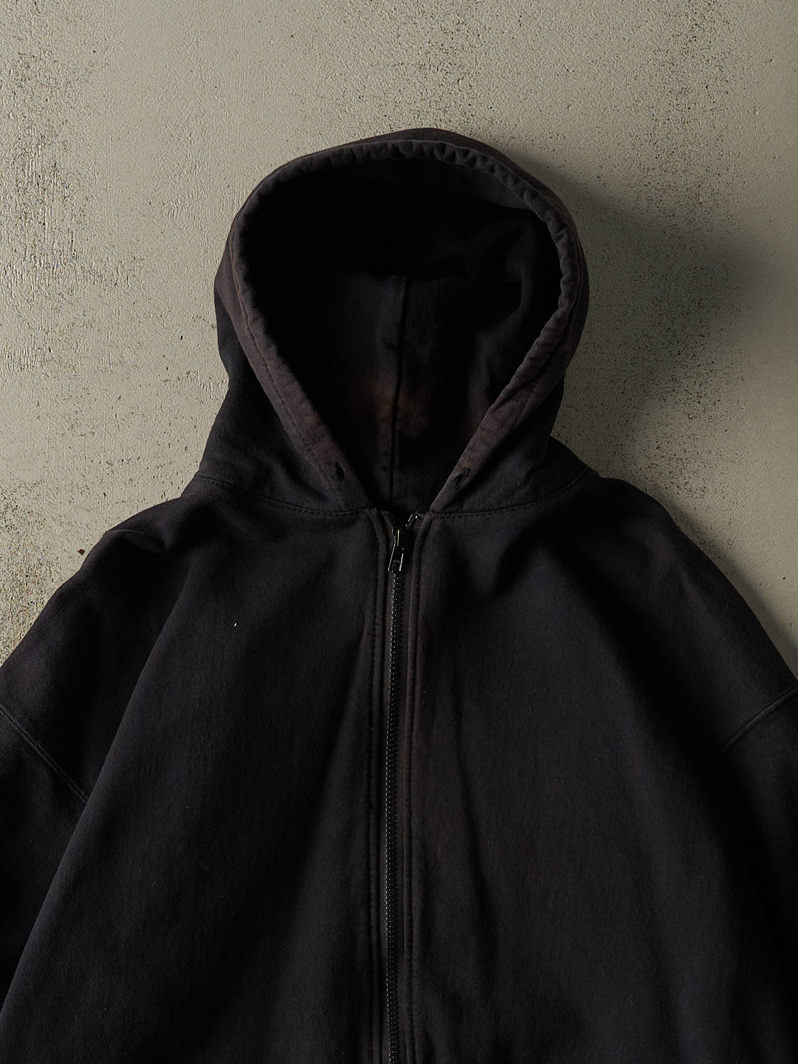 Vintage 90s Black Blank Zip Up Hoodie (L/XL)