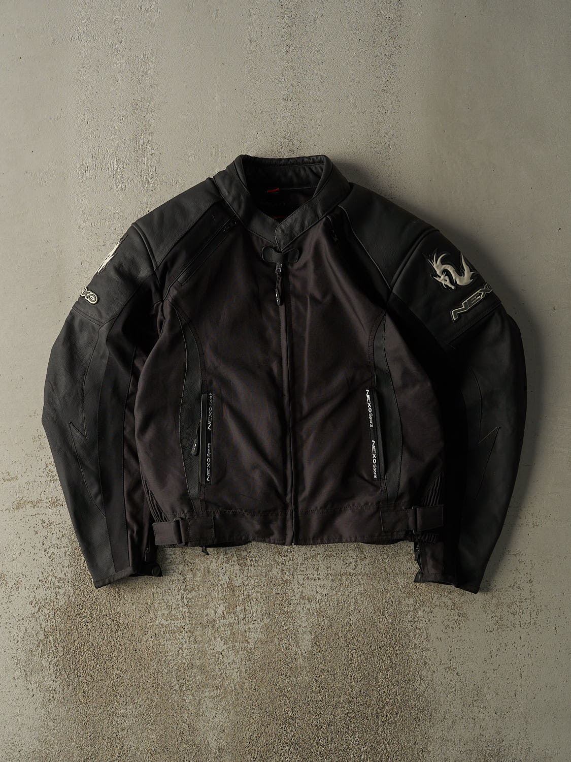 Vintage 90s Black Nexo Biker Jacket (M)