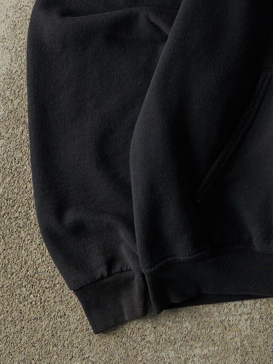 Vintage 90s Faded Black Blank Zip Up Hoodie (L)