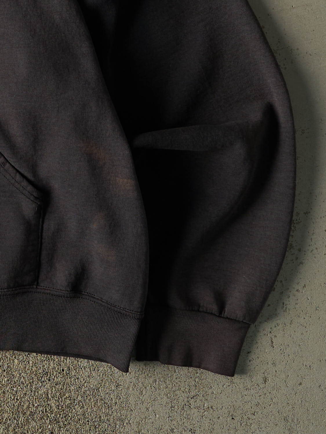 Vintage 90s Sun Faded Black Blank Zip Up Hoodie (XL/XXL)