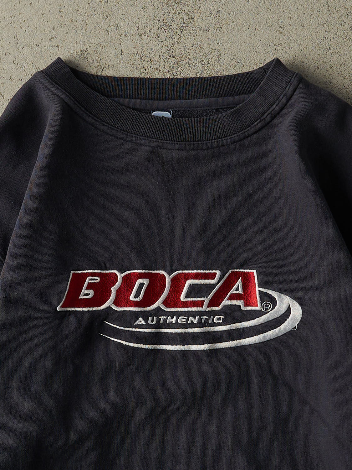 Vintage 90s Navy Blue Boca Embroidered Crewneck (S/M)