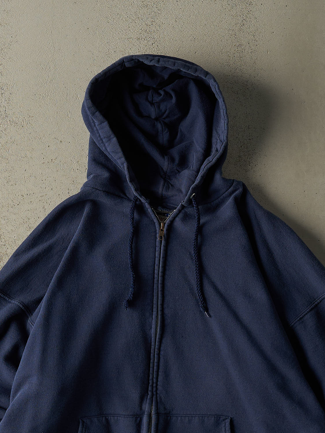 Vintage 90s Navy Blue Blank Zip Up Hoodie (L/XL)