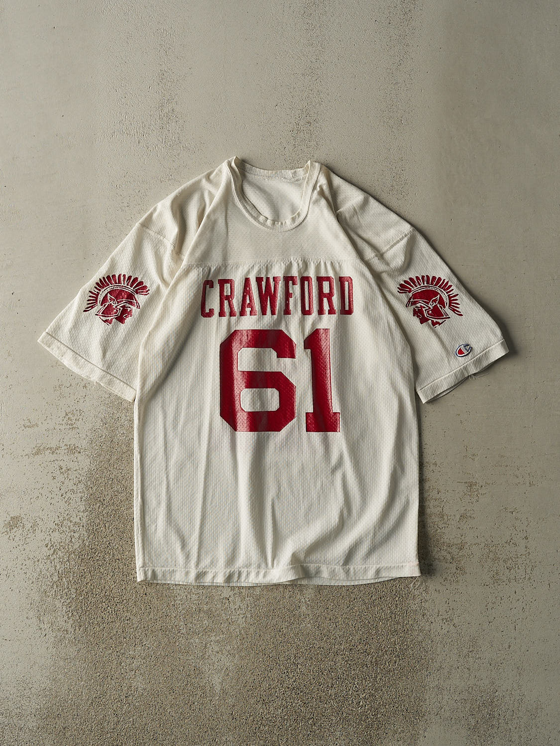Vintage 80s White Crawford Champion Football Jersey (L/XL)