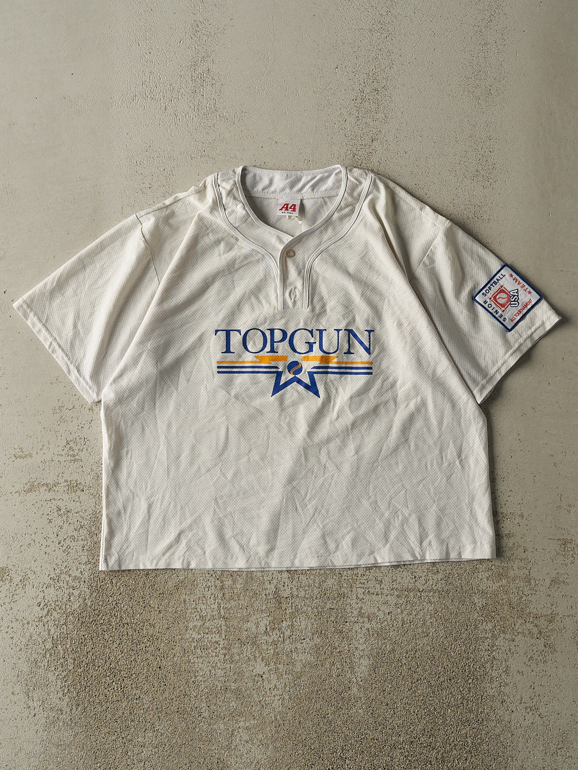 Vintage 90s White Top Gun Softball Boxy Jersey (S/M)