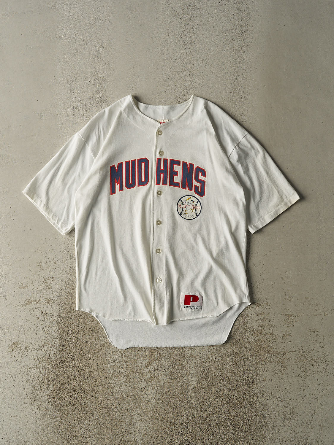 Vintage 80s White Toledo Mud Hens Baseball Jersey (M/L)