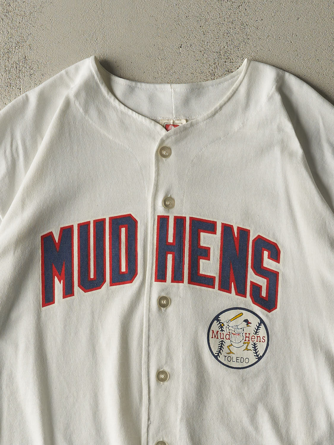 Vintage 80s White Toledo Mud Hens Baseball Jersey (M/L)