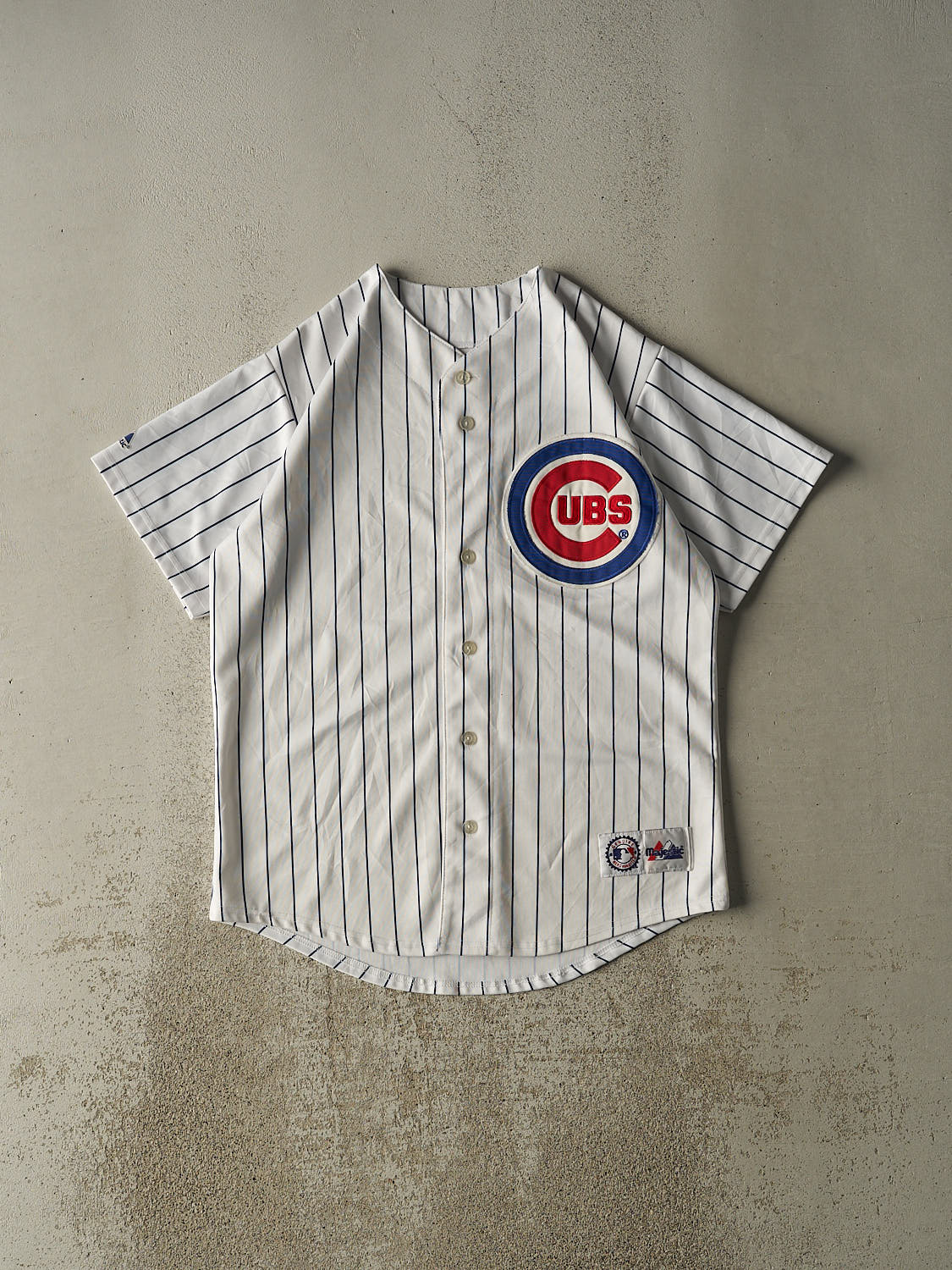 Vintage 90s White Chicago Cubs Baseball Pinstripe Jersey (L/XL)