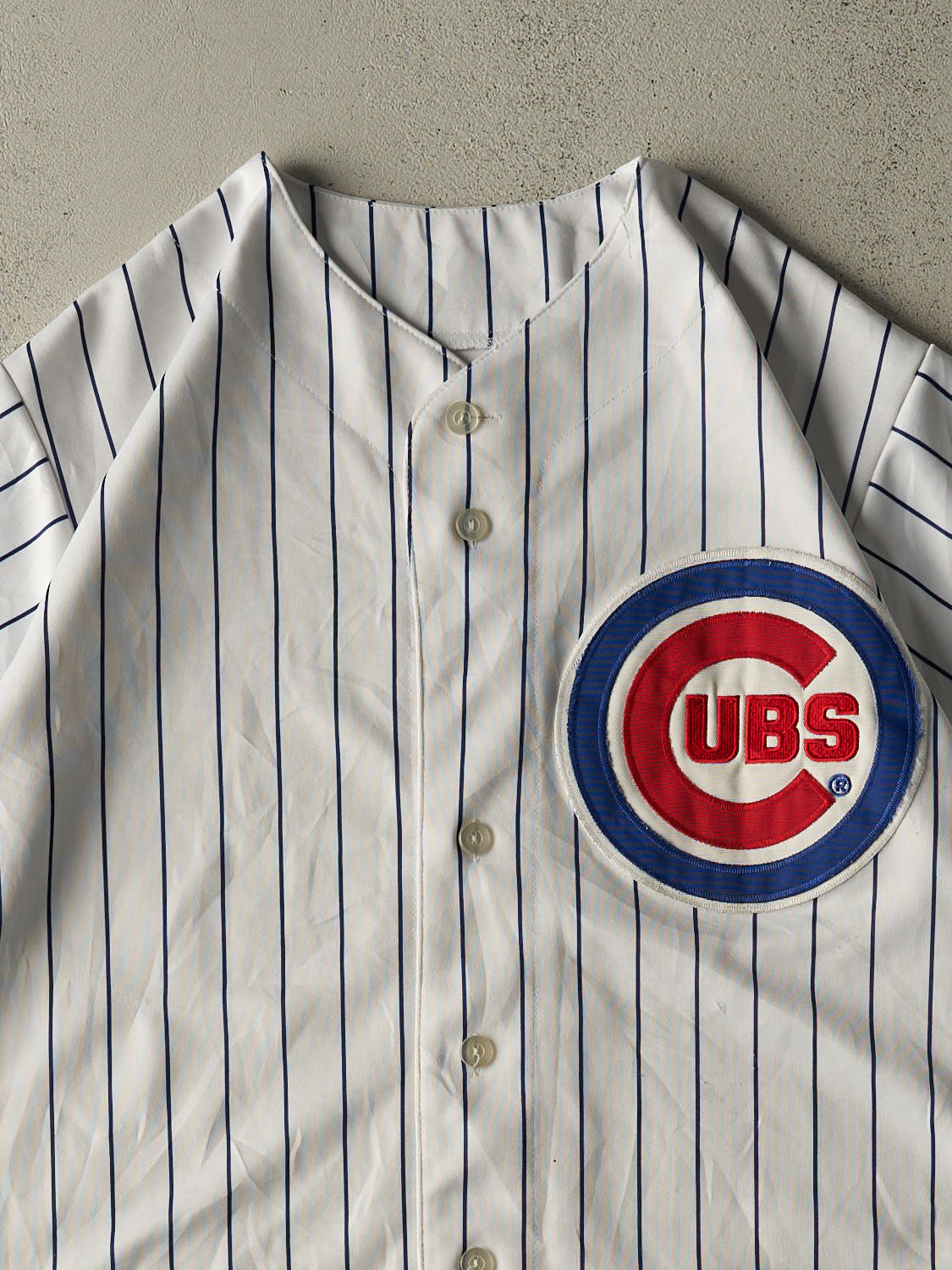 Vintage 90s White Chicago Cubs Baseball Pinstripe Jersey (L/XL)