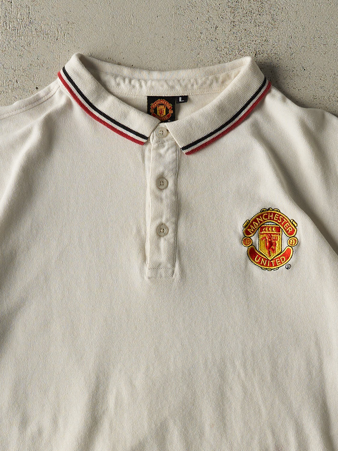 Vintage Y2K White Manchester United Polo Tee (S/M)