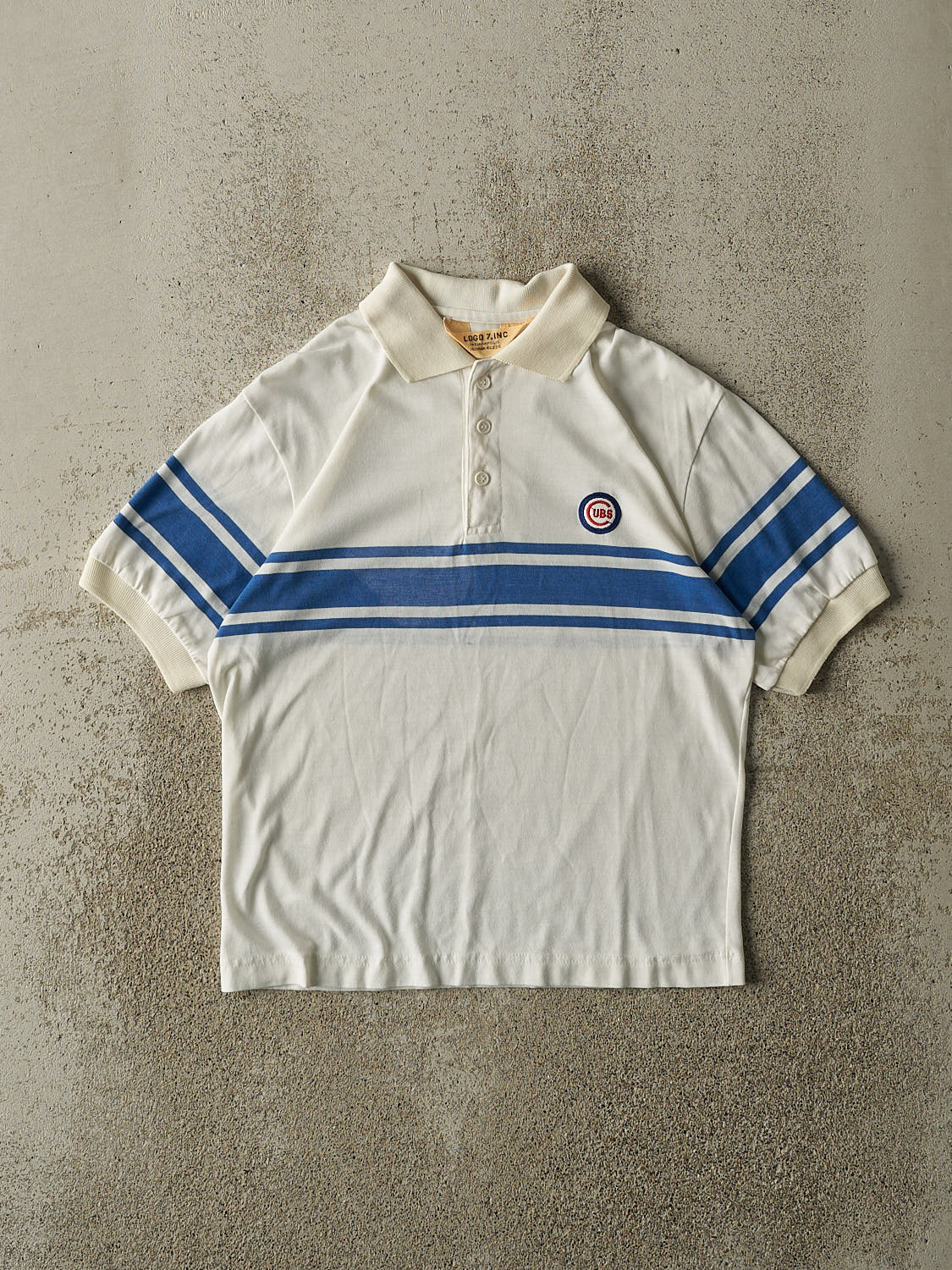 Vintage 70s White Chicago Cubs Striped Polo Baby Tee (XS/S)
