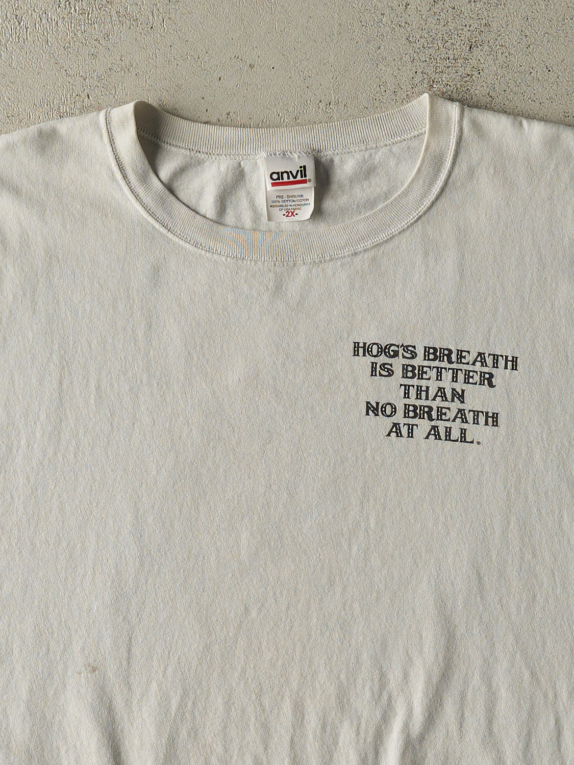Vintage Y2K White Hogs Breath Saloon Cut Off Tee (XL/XXL)