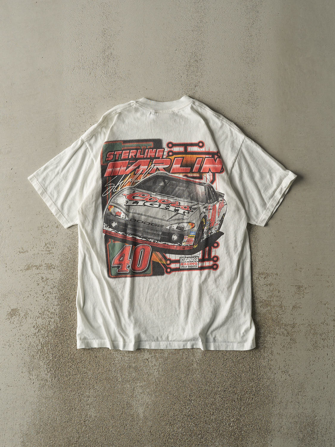 Vintage Y2K White Sterling Marlin Nascar Racing Tee (L/XL)
