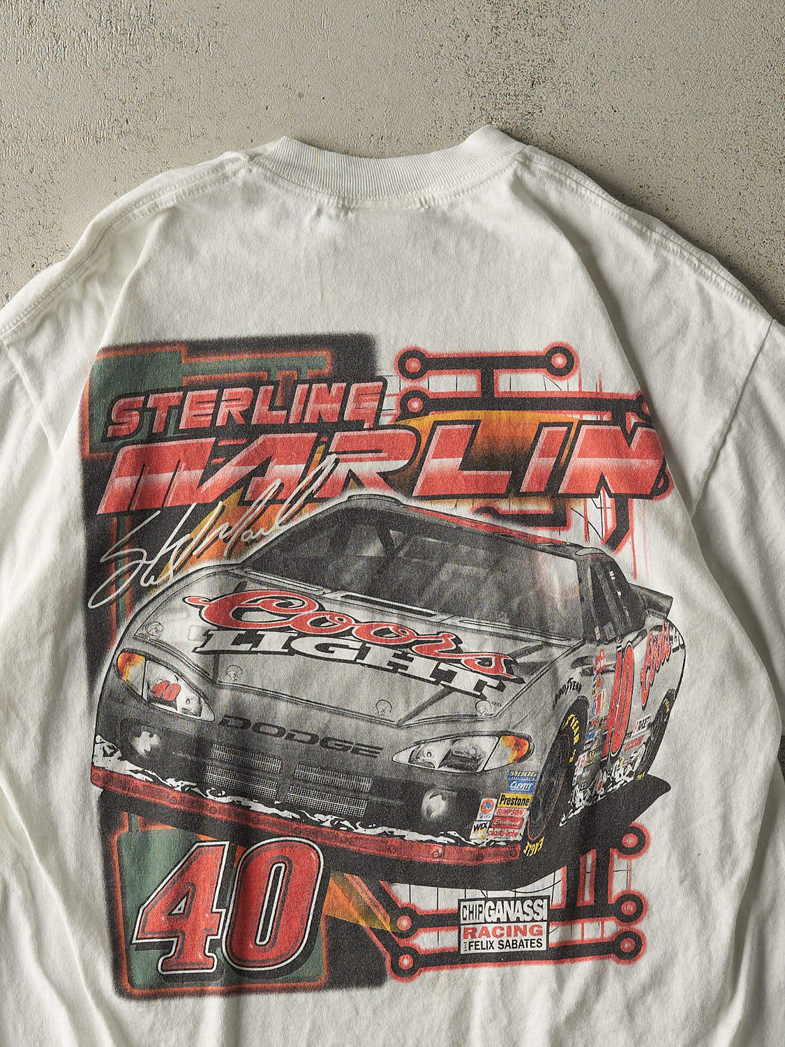 Vintage Y2K White Sterling Marlin Nascar Racing Tee (L/XL)