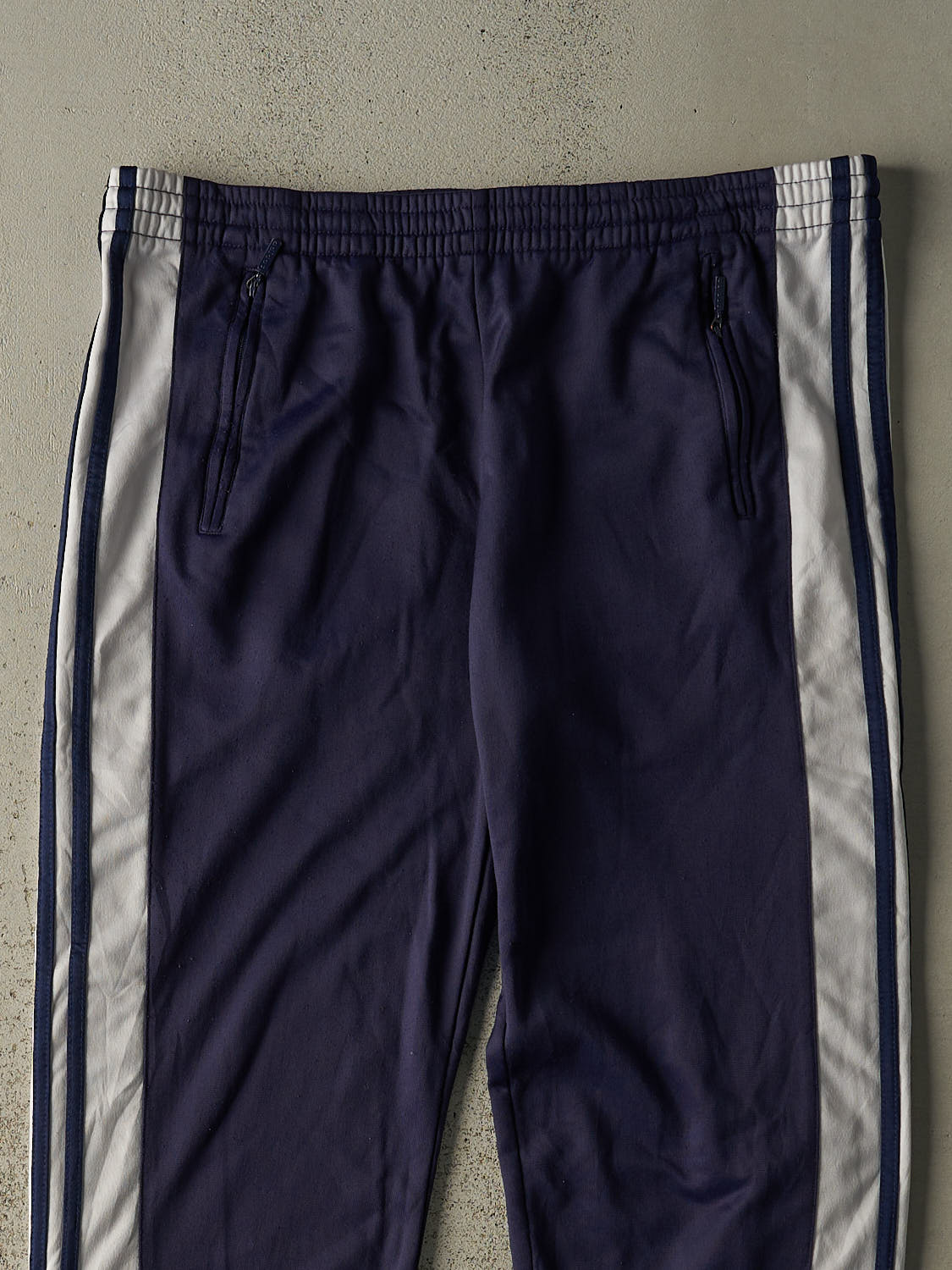 Vintage 90s Navy Blue Adidas Embroidered Striped Tear Away Track Pants (36x30)
