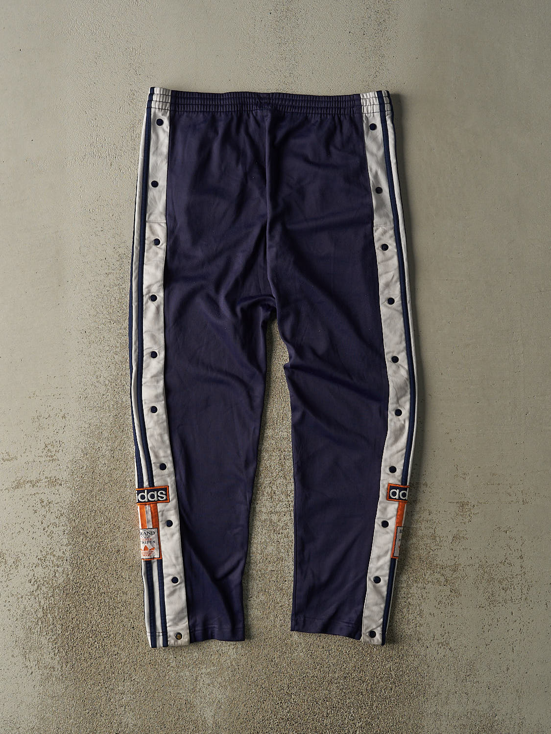 Vintage 90s Navy Blue Adidas Embroidered Striped Tear Away Track Pants (36x30)