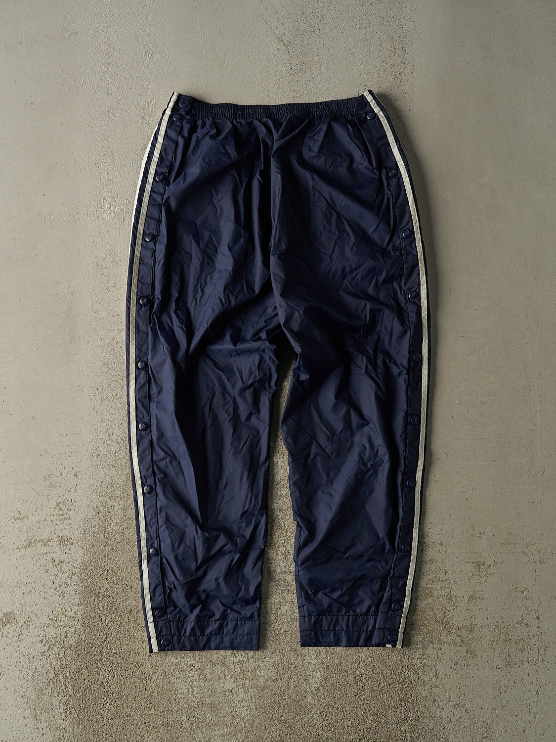 Vintage 90s Navy Blue Adidas Striped Tear Away Track Pants (30x27)