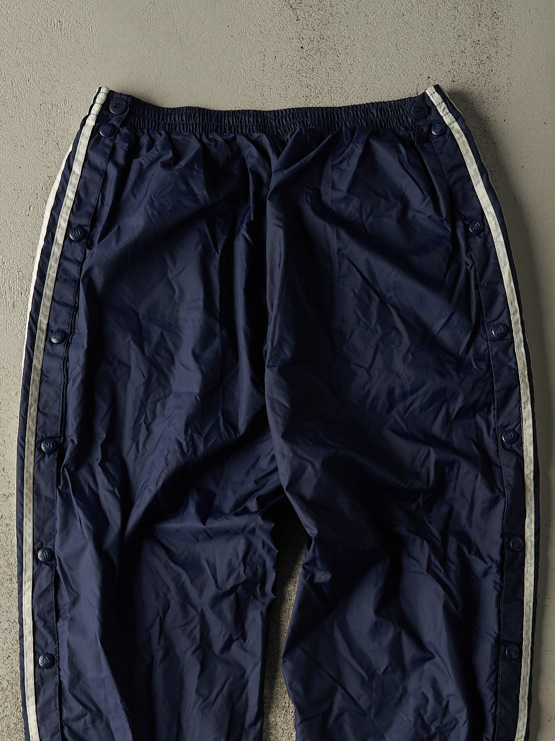 Vintage 90s Navy Blue Adidas Striped Tear Away Track Pants (30x27)