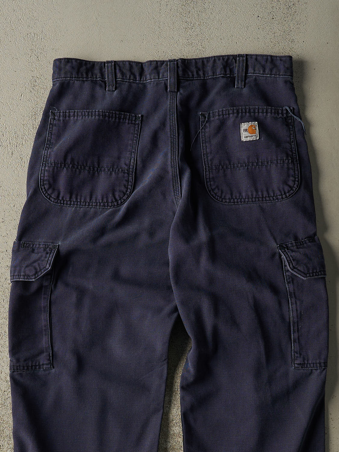 Vintage Y2K Sun Faded Navy Carhartt Fire Resistant Cargo Pants (32x30)