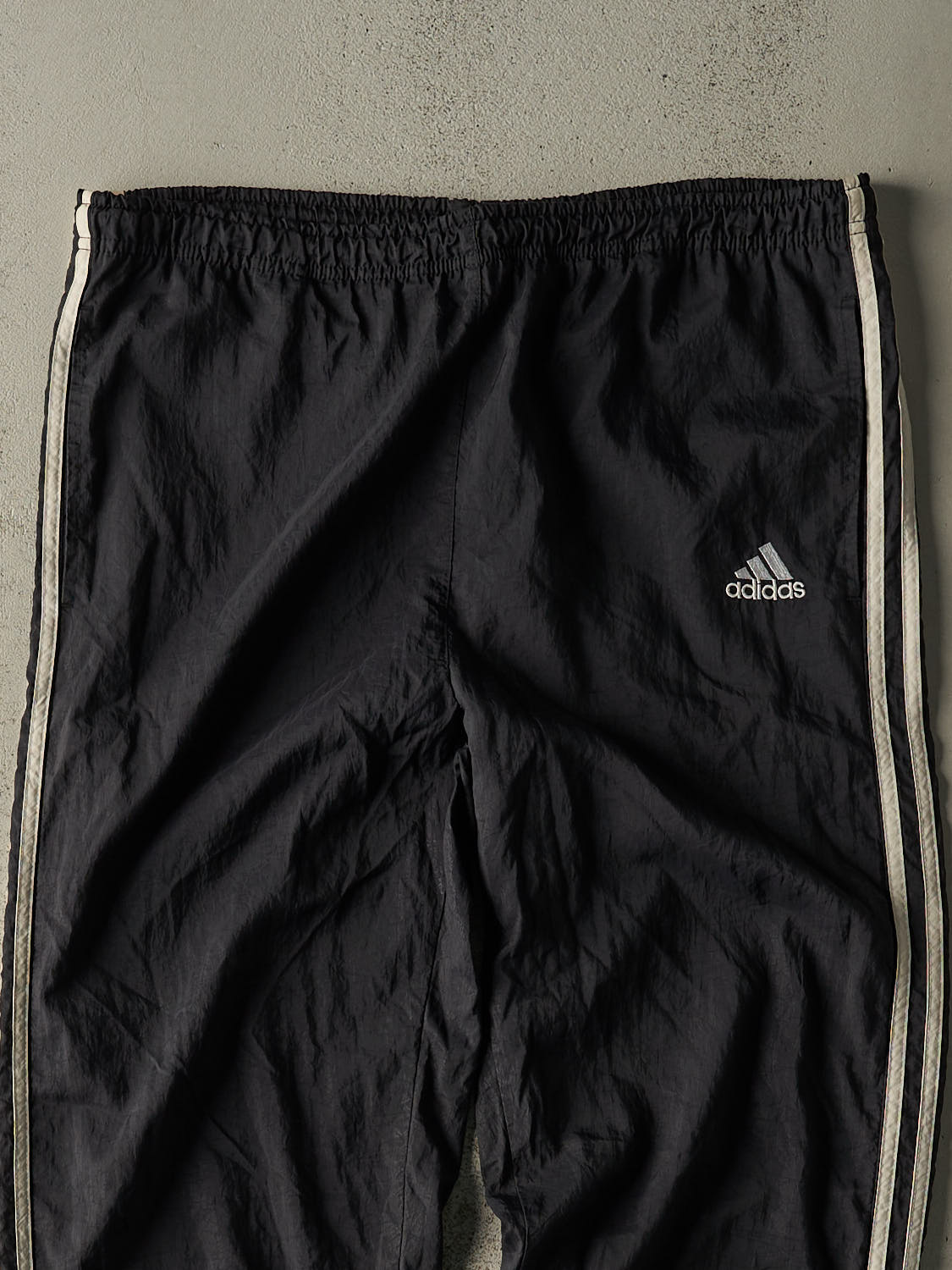 Vintage 90s Black Adidas Striped Track Pants (34x27)