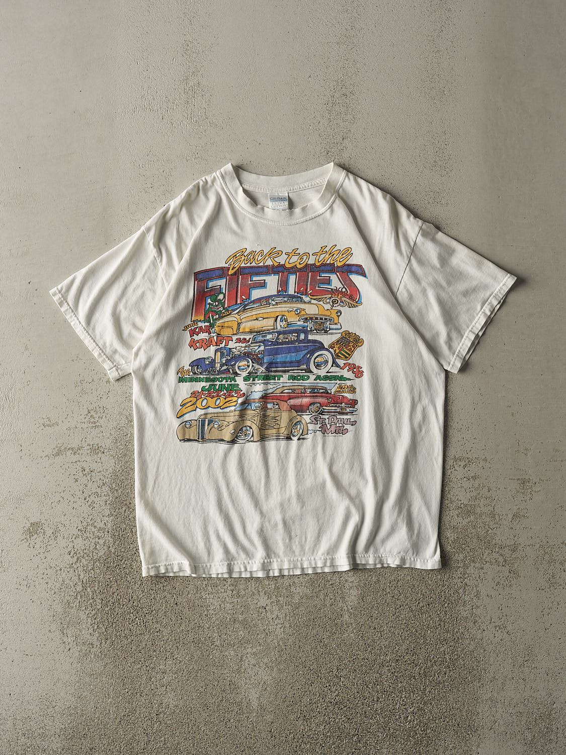 Vintage 02' White "Back To The Fifties" Racing Tee (L)