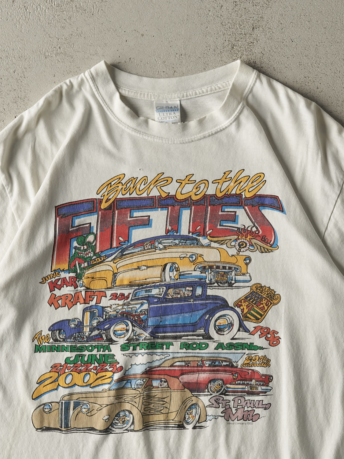 Vintage 02' White "Back To The Fifties" Racing Tee (L)