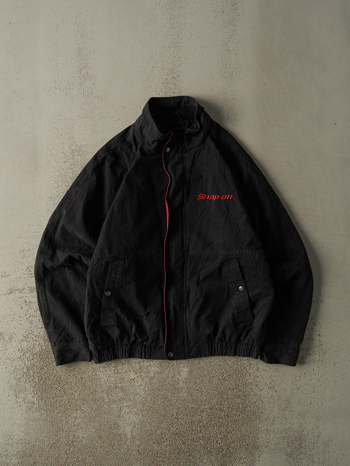 Vintage 90s Black Snap-On Embroidered Jacket (XL)