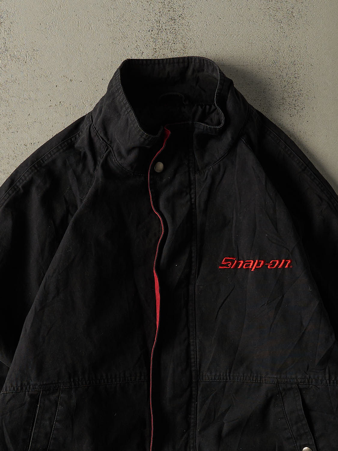 Vintage 90s Black Snap-On Embroidered Jacket (XL)